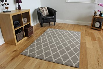 Milan Soft Touch Classic Grey Trellis Print Rug 1799-H22 - 5 Sizes