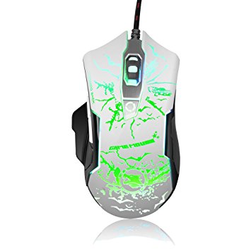 K-RAY Gaming Mouse, Wired Professional 2000 DPI Adjustable PC Laptop Game Mice-White