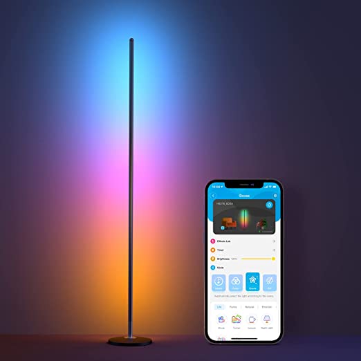 Govee RGBICW Smart Floor Lamp, Standing Lamp Alexa APP Control, Led Floor Lamp with Reactive Music Mode, Creative DIY Mode, Color Changing, Modern Floor Lamp for Living Room, Bedroom, Kitchen