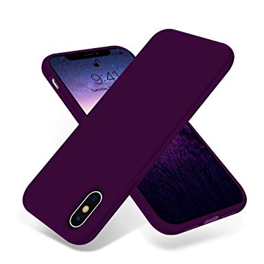 OTOFLY Liquid Silicone Gel Rubber Full Body Protection Shockproof Case for iPhone Xs/iPhone X，Anti-Scratch&Fingerprint Basic-Cases，Compatible with iPhone X/iPhone Xs 5.8 inch (2018), (Purple)