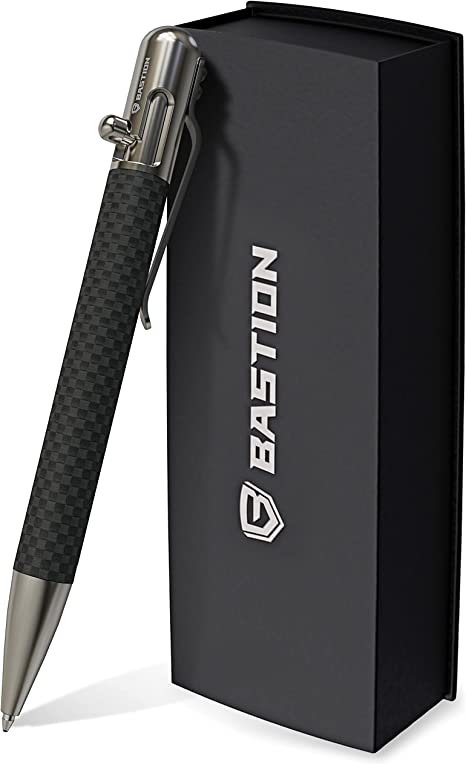 BASTION Luxury Executive Bolt-Action Ballpoint Pen for Men & Women | Ink Refillable Retractable Office Business Writing Pen | Glass Breaker Metal Self-Defense EDC