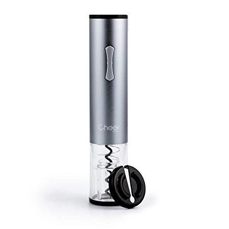 Electric Wine Opener Automatic Cordless One Touch Wine Opener Battery-Operated Corkscrew Foil Cutter and Batteries Included(Silver)7717-W102-023