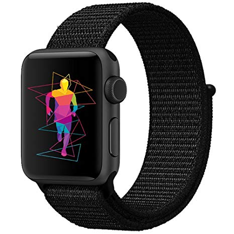 INTENY Sport Band for Apple Watch 38mm 42mm, Soft Lightweight Breathable Nylon Sport Loop Replacement Strap for iWatch Apple Watch Series 3, Series 2, Series 1, Hermes, Nike , Edition