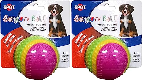 Ethical Pets Spot Sensory Rubber Sented Ball Dog Toy Size:2.5" Pack of 2