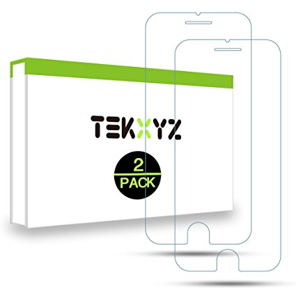 iPhone 8 Plus Screen Protector, Tekxyz Tempered Glass Screen Protector for iPhone 8 Plus, Crystal Clear, Case Friendly, Pack of 2