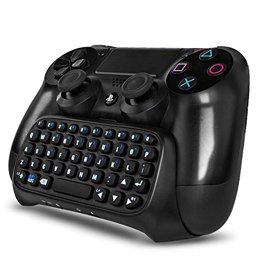 PS4 Wireless Mini Bluetooth Keyboard - Keypad Gamepad Joystick Text Messager Chatpad Adapter for Sony Playstation 4 PS4 Gaming Controller Black [Playstation 4]