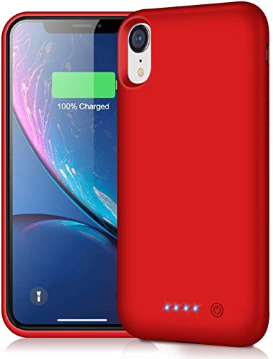 Pxwaxpy Battery Case for iPhone XR, 6800mAh Portable Protective Charging Case for iPhone XR Extended Rechargeable Charger Case Battery Pack Compatible with Apple XR Power Bank Cover(6.1 inch) (Red)