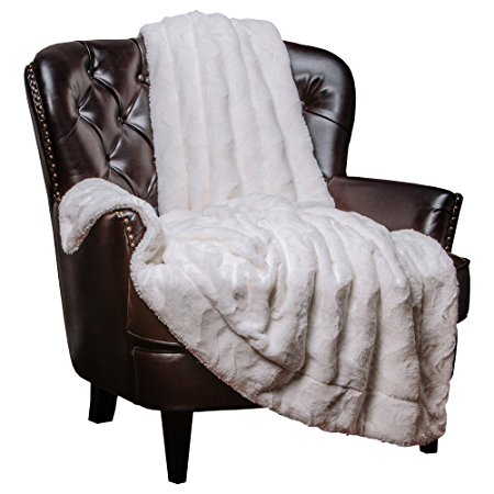 Chanasya Super Soft Warm Elegent Cozy Sherpa Wavey Pattern Ivory Crme White Throw Blanket - Ivory Waivey Pattern