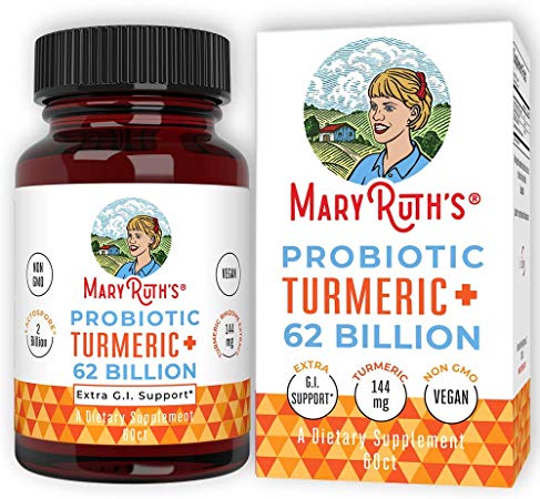 Probiotic Turmeric  Extra GI Support by MaryRuth - Turmeric Complex with Probiotics - Turmeric Curcumin Capsules for Digestion - Plant-Based, Vegan Capsule - Sugar-Free - 60 Count