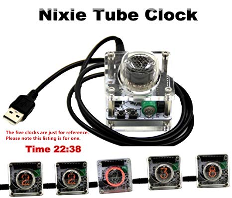 Nobsound Unique Retro Style USB Single-digit Nixie Tube Clock Mini Acrylic Case QS30-1
