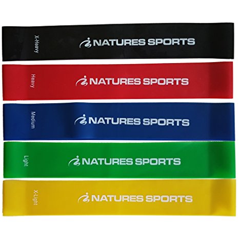 Premium Resistance Loop Bands (set of 5) Exercise Band Set for Workouts, Resistance Training & Physical Therapy Routines.
