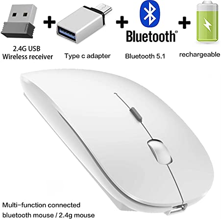 Bluetooth Mouse for ipad Laptop MacBook Pro Air Chromebook Windows Desktop Computer iMac (Dual-Mode mous White)