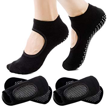LEOTER Women Yoga Socks Cotton Barre Pilates Socks One Size 5-10