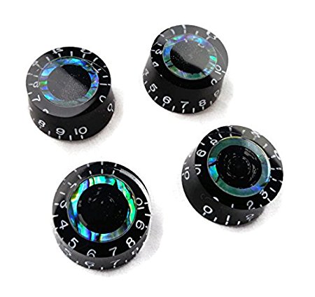 4 New Black Electric Guitar Speed Knobs Les Paul Abalone Blue Green B-Stock