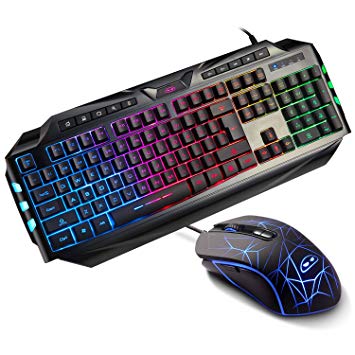 Gaming Keyboard and Mouse Combo,MageGee Wired Backlit Keyboard and Gaming Mouse Combo,PC Keyboard and Adjustable DPI Mouse for PC/loptop/MAC