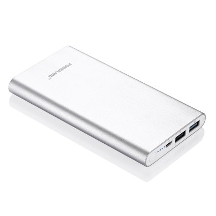 Poweradd  Pilot 2GS 10000mAh Portable External Battery Charger Power Bank with Quick Charge and Aluminum Body Design for Smartphones and Tablets - Silver