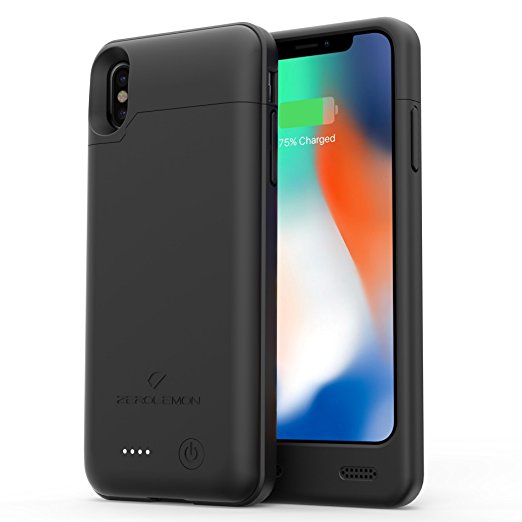 iPhone X Battery Case, ZeroLemon iPhone X 4000mAh Slim Juicer Extended Battery Case Rechargeable Charging Case for iPhone X [Apple Certified Connector]-Black