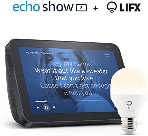 Echo Show 8, Tessuto antracite   lampadina intelligente LIFX White, compatibile con Alexa