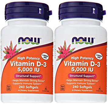 NOW Foods Vitamin D3 5000 Iu, 240 Softgel (.2 Pack)