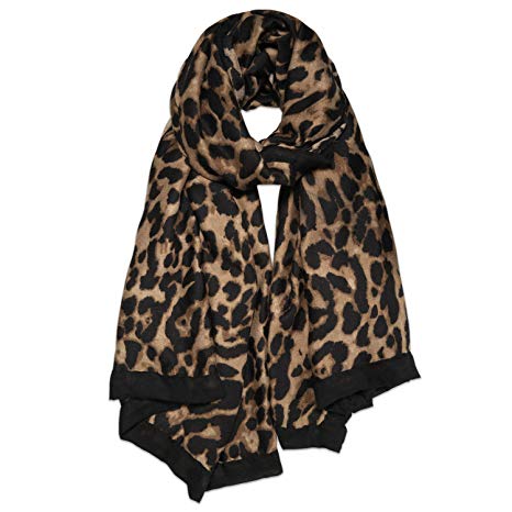 SOJOS Fashion Leopard Pattern Lightweight Chiffon Silk Women Scarf SC321