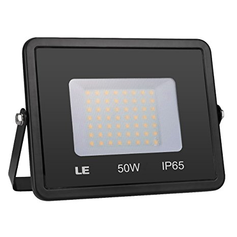 LE 50W LED Flood Light, 150W HPSL Equivalent, Waterproof IP65 4000lm Warm White 3000K 100° Beam Angle Super Bright Outdoor Work Light Floodlight (No Plug)