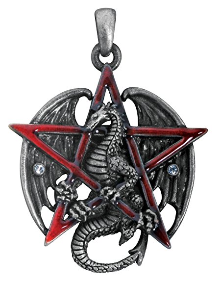 Gothic Red Pentagram Star Dragon Pendant Necklace Jewelry Accessory