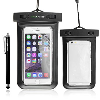 Waterproof Case with IPX8 Certificate for iPhone 6, 5, 5G, 4, 4S, 3G, 3GS / Samsung Galaxy S5, S4, S4 Active, S4 Mini, S3, S3 Mini, S2 (NOT suitable for Note 2 or 3) / iPod Touch 3, 4, 5 / HTC ONE X, ONE S Z520E, Windows Phone 8X (AT&T, T-Mobile, Verizon) / Blackberry Q10, Z10, Bold Touch 9900, Touch 9930 / Motorola DROID RAZR (Verizon) / LG NEXUS 4 (E960), P760 / Nokia Lumia 920, 820 (AT&T) plus 1 Stylus & 1 ECO-FUSED® Microfiber Cleaning Cloth (Black)