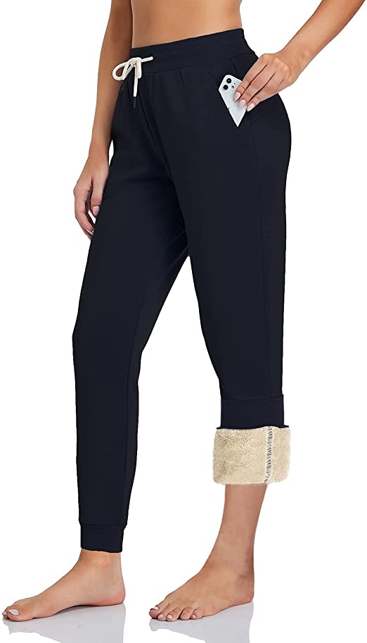Inno Women's 28" 31" 34" Fleece Lined Jogger Pants Warm Sherpa Sweatpants Thermal Winter Athletic Lounge Petite Tall