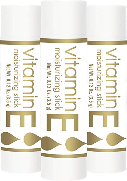 Piping Rock Vitamin E Moisturizing Stick 3 Pack 3 Tubes x 3.5 grams (0.1 oz)