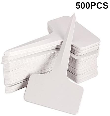 KINGLAKE 500 PCS 6 x10cm Plastic Waterproof Plant Nursery Garden Labels T-Type Tags Markers Plant Stakes Re-Usable Plant Tags (Box of 500)