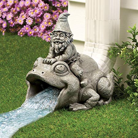 APC Goods Cute And Playful Gnome Riding Frog Downspout Outdoor Extension Decoration