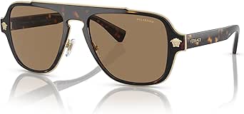 Versace Man Sunglasses Havana Frame, Orange Lenses, 56MM