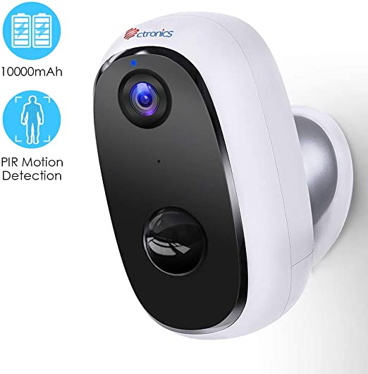 Wireless Security Camera Outdoor with 10000mAh Rechargeable Battery, 1080P Ctronics CCTV WIFI Camera Wireless Surveillance IP Camera Home Security with PIR Human Detection, Two-way Audio, Waterproof