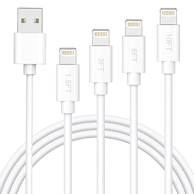 iPhone Charger, [Apple MFi Certified] Lightning Cable 1.5/3/6/10FT, iPhone Charger Cable Fast Charging Cord for 14/13/12/Pro Max /11/XS/Max/XR/X/8 -White