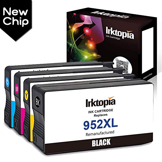Inktopia Remanufactured Ink Cartridge Replacement for HP 952XL 952 XL (1 Black, 1 Cyan, 1 Magenta, 1 Yellow, 4-Pack) Officejet Pro 8702 8210 8216 8710 8714 8715 8716 8717 8720 8724 8725 8726 8727 8730 8734 8735 8736 8740 8743 8744 8745 8746 8747