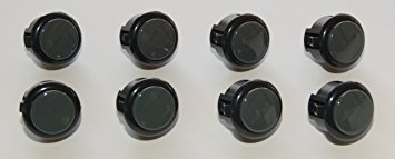 8 pc Set of Black / Dark Grey Sanwa Push Buttons OBSF-30-B
