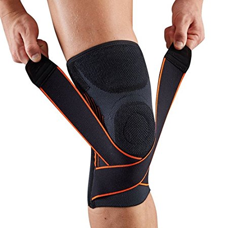 Compression Knee Sleeve/Knee Brace with Adjustable Strap and Silicone Ring for Running, Jogging, Sports, Joint Pain Relief, Arthritis and Injury Recovery-Single Wrap By Weforever
