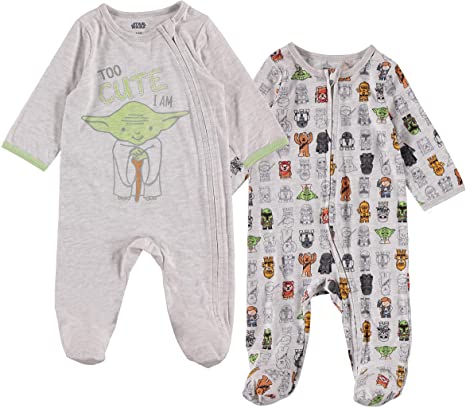 STAR WARS Yoda R2-D2 C-3PO Chewbacca BB-8 2 Pack Long Sleeve Sleep N' Play Coverall