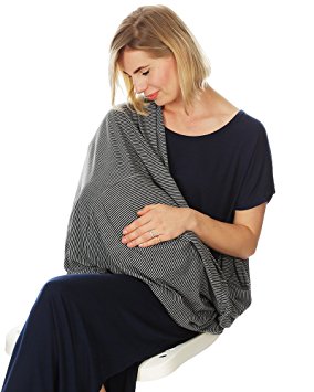 Kiddo Care Nursing Cover Infinity Nursing Scarf for Breastfeeding (Grey and Black Stripes)