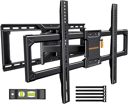Perlegear Full Motion TV Wall Mount for 37-90 inch TVs, TV Bracket Supports Swivel Articulating Level Extension Tilt Arms, Max VESA 600x400mm up to 150lbs, 12"/16"/24" Wood Studs, PGLF16