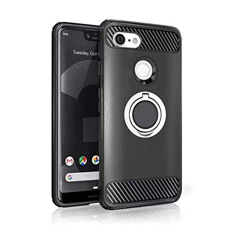 Google Pixel 3 XL Case - 2018 Upgraded Version with Metal Stand Ring - Pixel 3 XL Heavy Duty Protective Phone Case - Google Pixel 3 XL Rugged TPU Cover - Google Pixel 3 XL Shockproof Defender Case