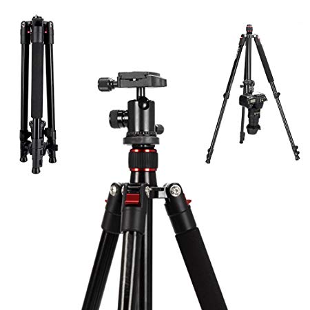 Mcoplus 63'' Inch Professional Lightweiht protable Aluminium Alloy Camera Tripod With 360° Panorama Ball head 1/4" Quick Shoe Plate Bag for DSLR Camera/ Video Camcorder