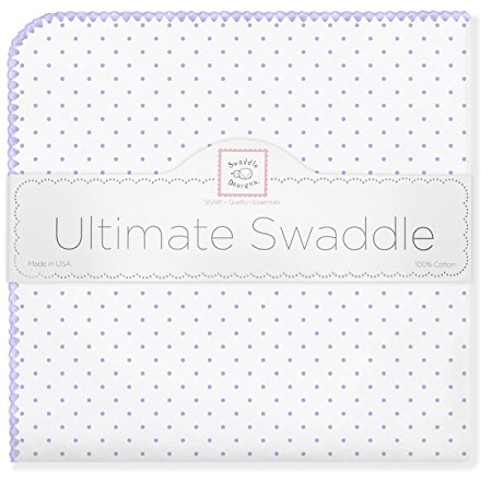 SwaddleDesigns Ultimate Receiving Blanket, Classic Polka Dots, Lavender (Discontinued by Manufacturer)