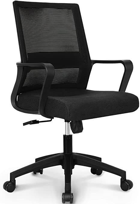 NEO CHAIR Office Chair Computer Desk Chair Gaming Bulk Business Ergonomic Mid Back Cushion Lumbar Support with Wheels Comfortable Black Mesh Racing Seat Adjustable Swivel Rolling Executive