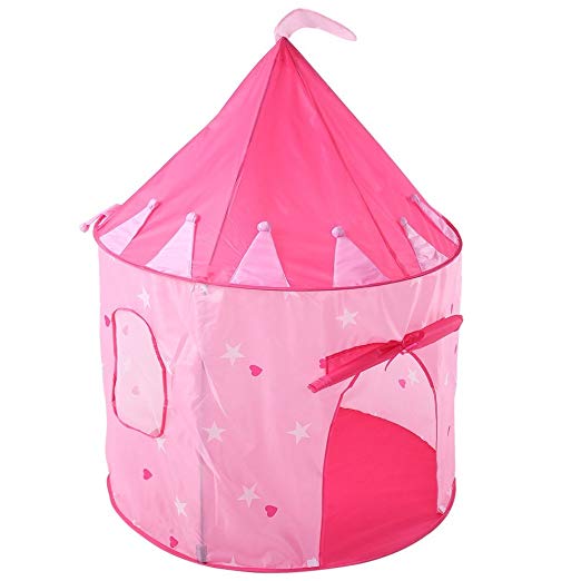 Girls Princess Castle Play tent,Kids Playhouse Foldable Pop Up Indoor & Outdoor Tent with Carrying Bags,Fairy Tale House Tent for Girls(Pink)