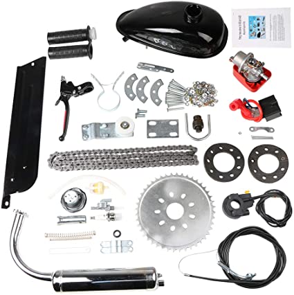 100cc 2-Stroke Bicycle Gasoline Engine Motor Kit DIY Motorized Bike Single Cylinder Air-cooled (Black-100cc)