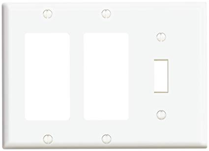 Leviton 80431-W 1-Toggle 2-Decora/Gfci Standard Size Wall Plate, 3 Gang, 4.5 in L X 6.38 in W 0.22 in T, White