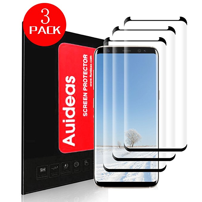 Galaxy S8 Screen Protector[3-Pack],Auideas [Case Friendly] Ultra Clear 3D PET HD Screen Protector Film for Samsung Galaxy S8 Black.