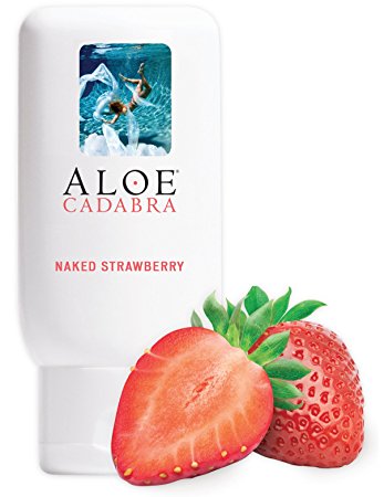 Personal Lubricant, Naked Strawberry Flavored Natural Lube for Sex, Oral, Women, Men & Couples, 2.5 Ounce Aloe Cadabra