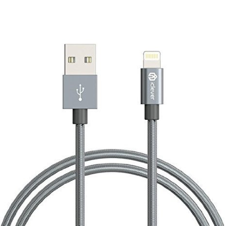 iClever BoostLink 3ft Nylon Braided Apple MFi Certified Lightning to USB Cable Gray